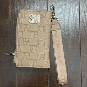 Steve Madden Neutral Beige Wristlet Card Case with Strap